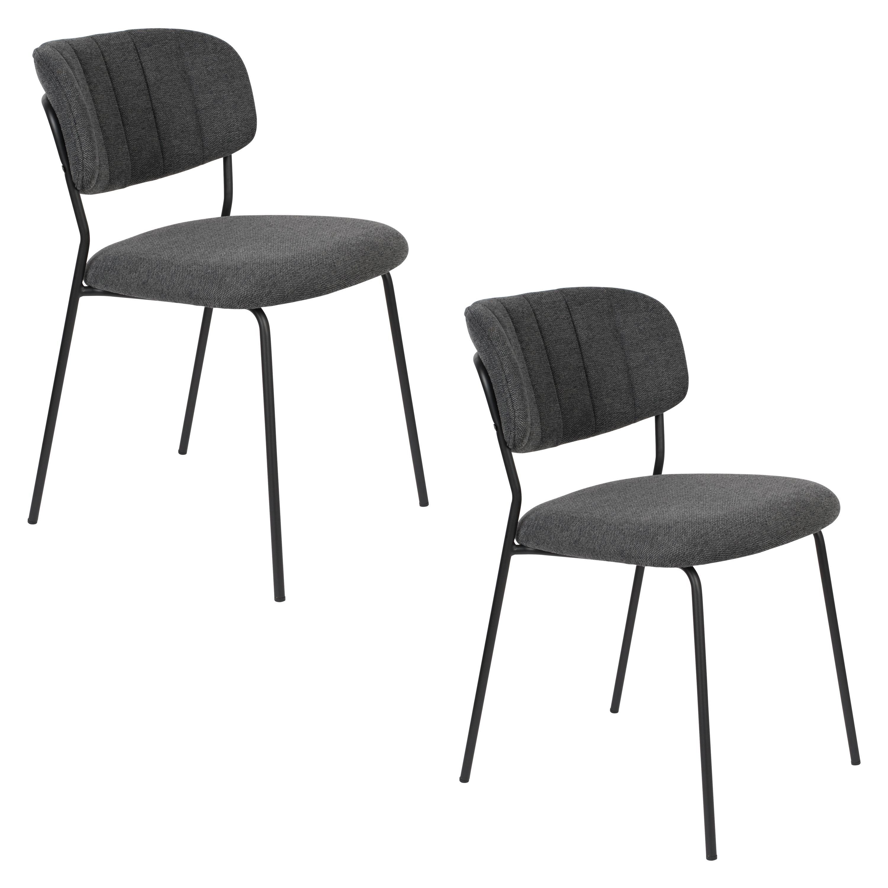 Housecraft Living Jolien Eetkamerstoelen Zwart/ Grijs - Set van 2