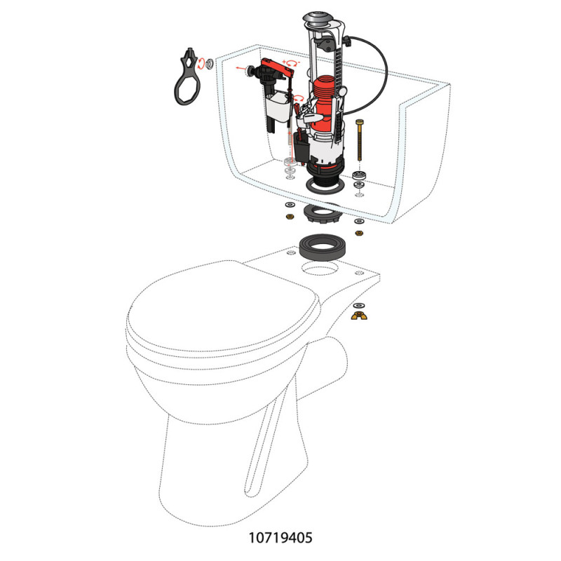 Mécanisme de chasse double MWB3 avec robinet Jollyfill 3/6 L WIRQUIN