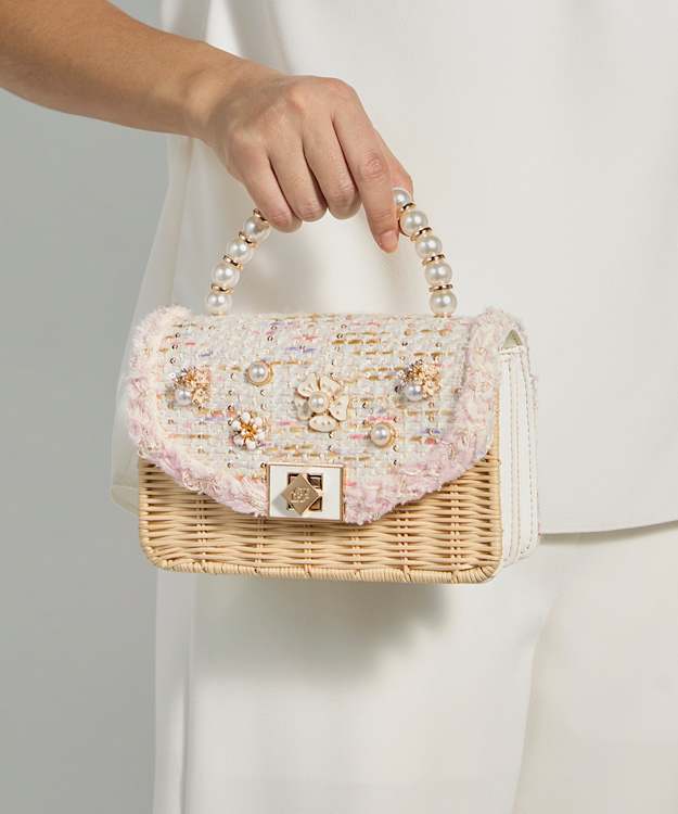 Blooms Blush - Boucle and Floral Cross Body Bag