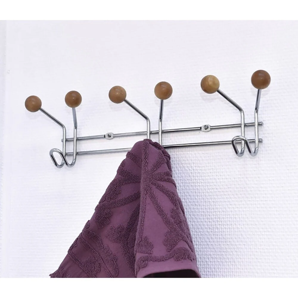 Wall Mounted Coat Rack 9 Hooks Chrome for Towel Hat Entryway - 16.8 H x 3 W x 4 H