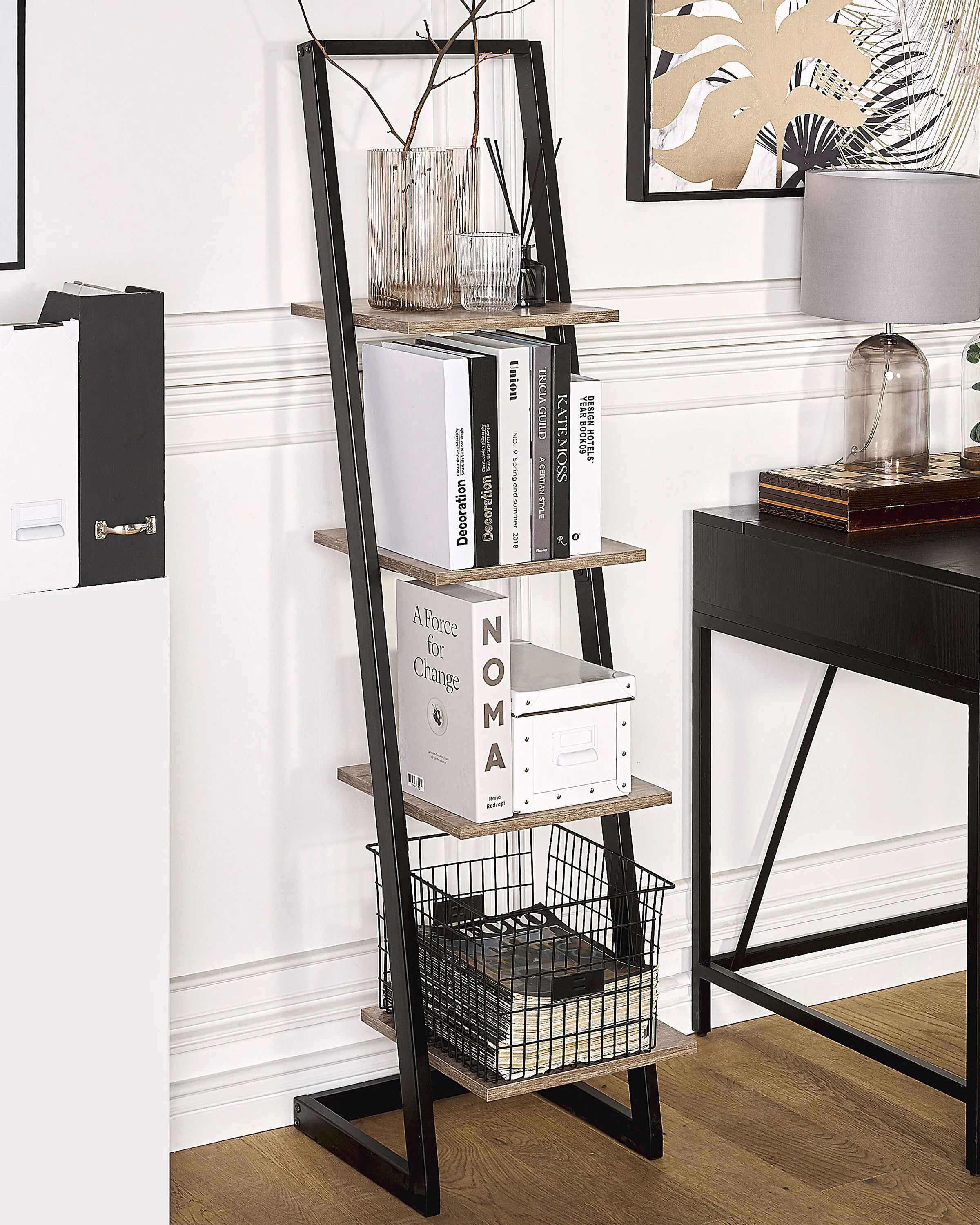 4 Tier Shelving Unit JOPLIN 143 cm Black