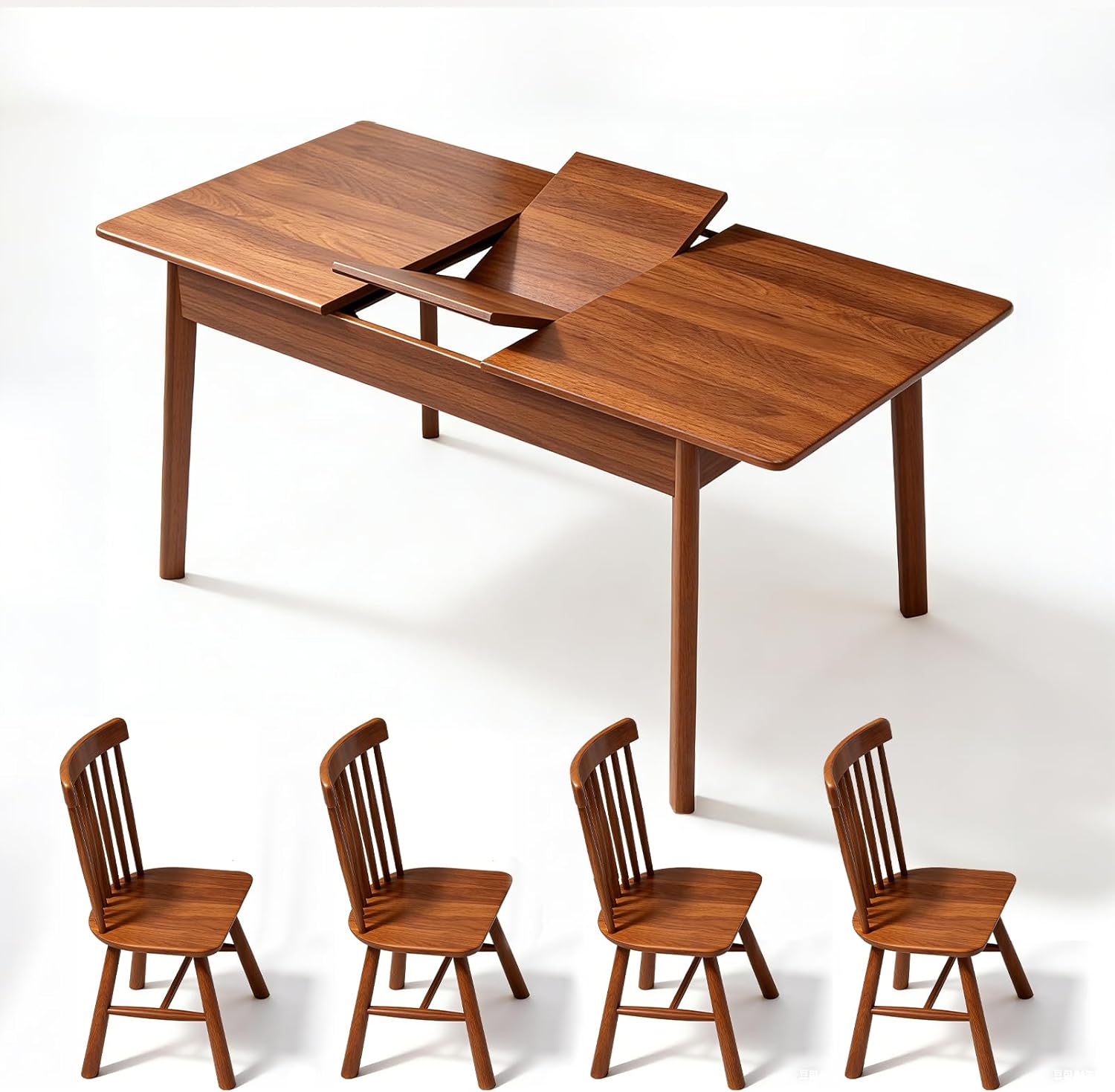 Extendable Dining Table for 4-8 – Expandable Kitchen Table with Removable Leaf, Solid Wood Farmhouse Design, Easy Setup for Small Spaces, Dining & Living Room