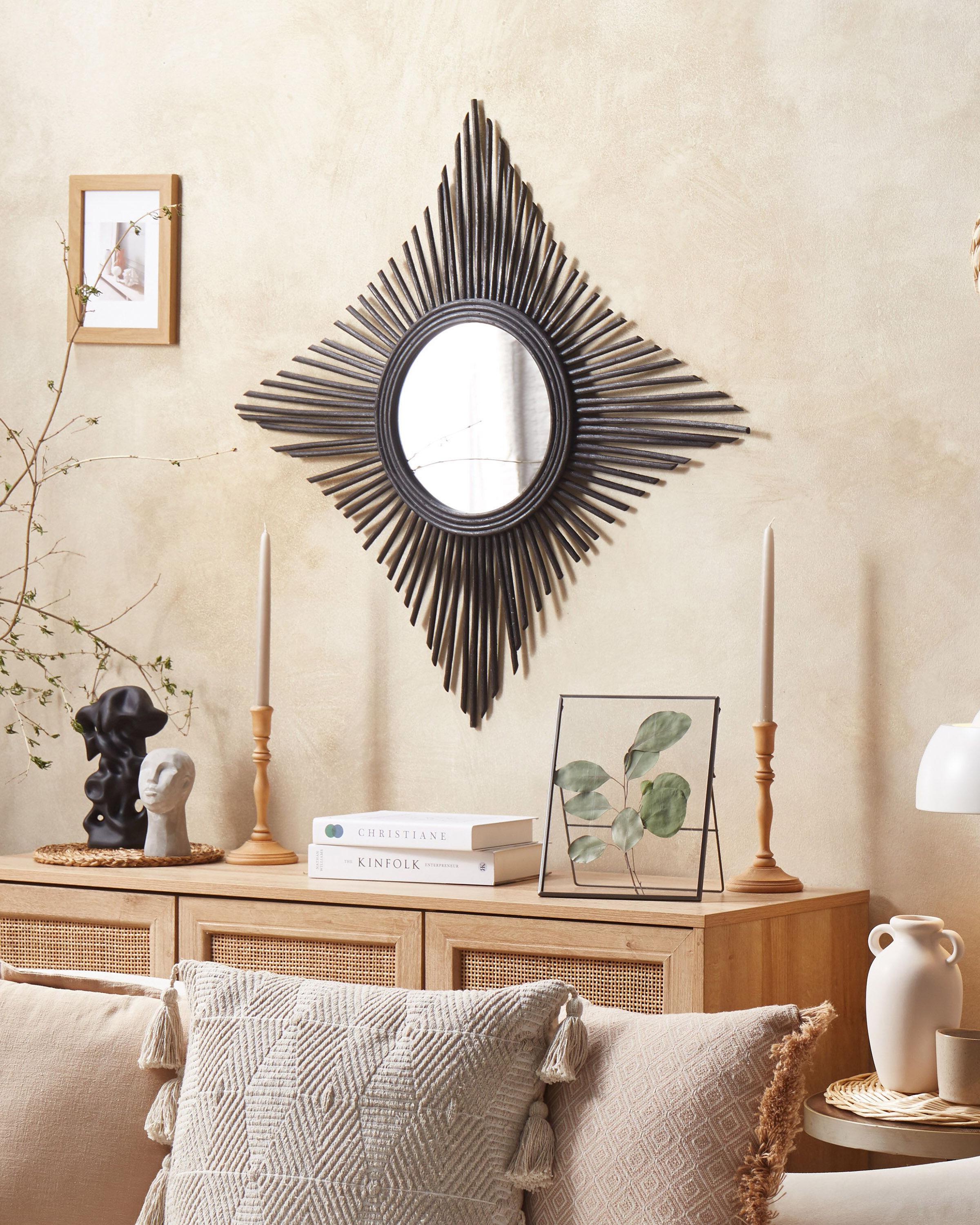 Wall Mirror MAJENE 60 cm 60 cm Rattan Black