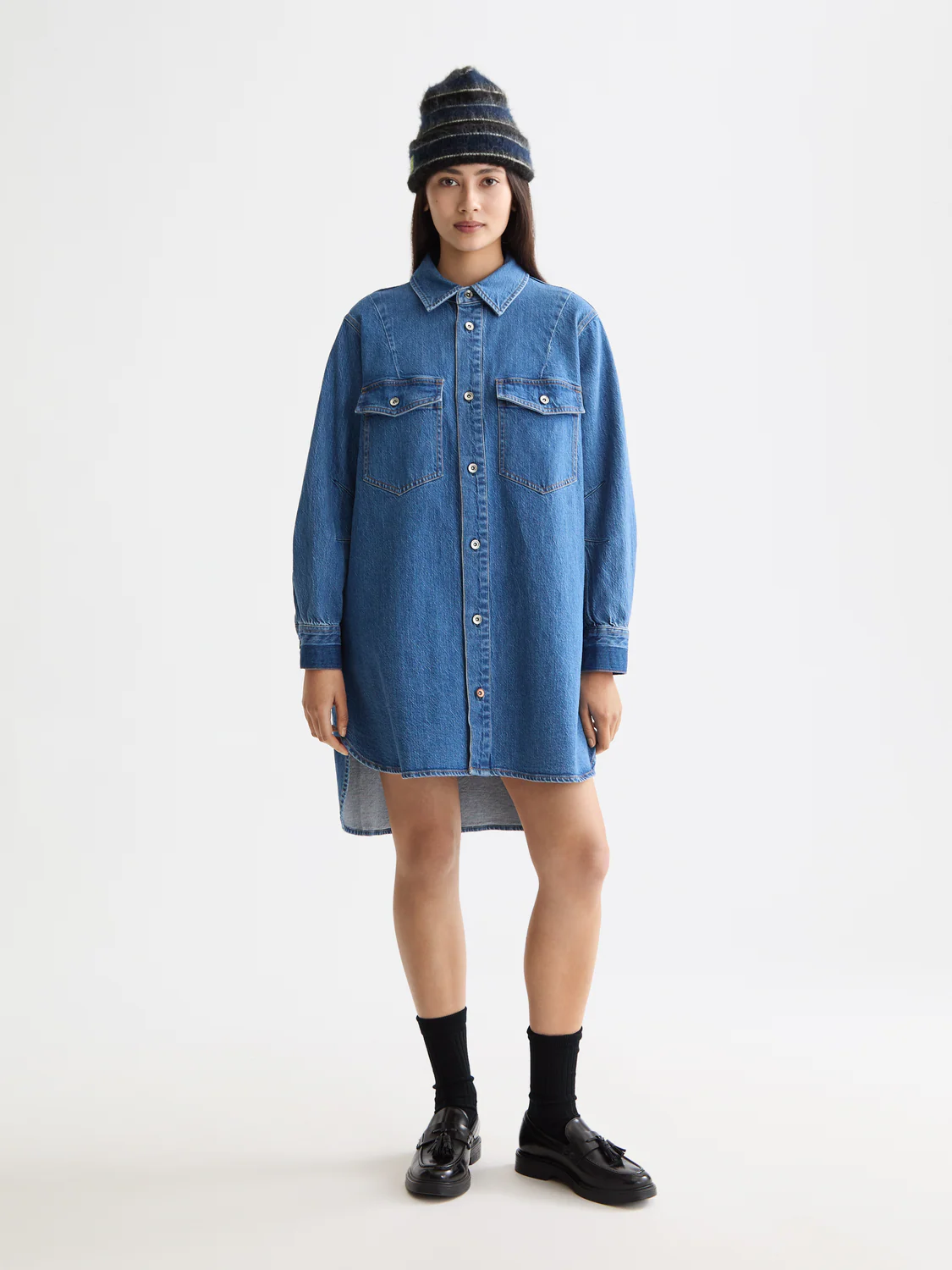 Washed Denim Mini Shirtdress — Art From The Heart