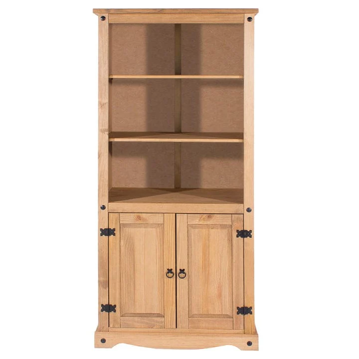 Wood Bookcase Library With Doors Corona Collection | Furniture Dash