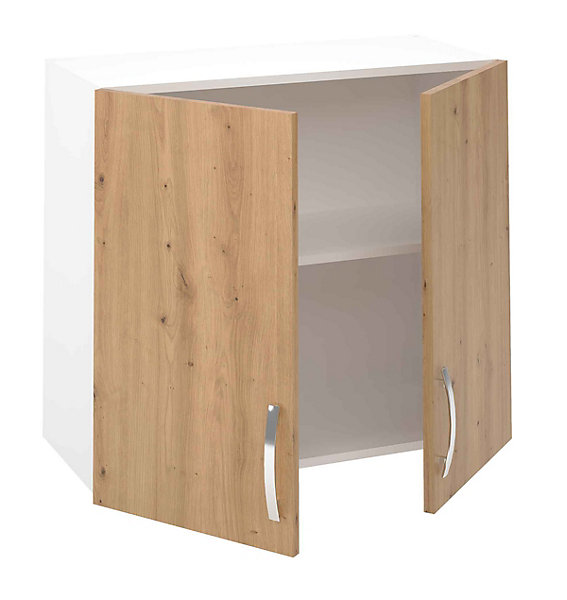 Meuble haut de cuisine avec 2 portes coloris Chêne Albar - Hauteur 70 x Longueur 80 x profondeur 35 cm