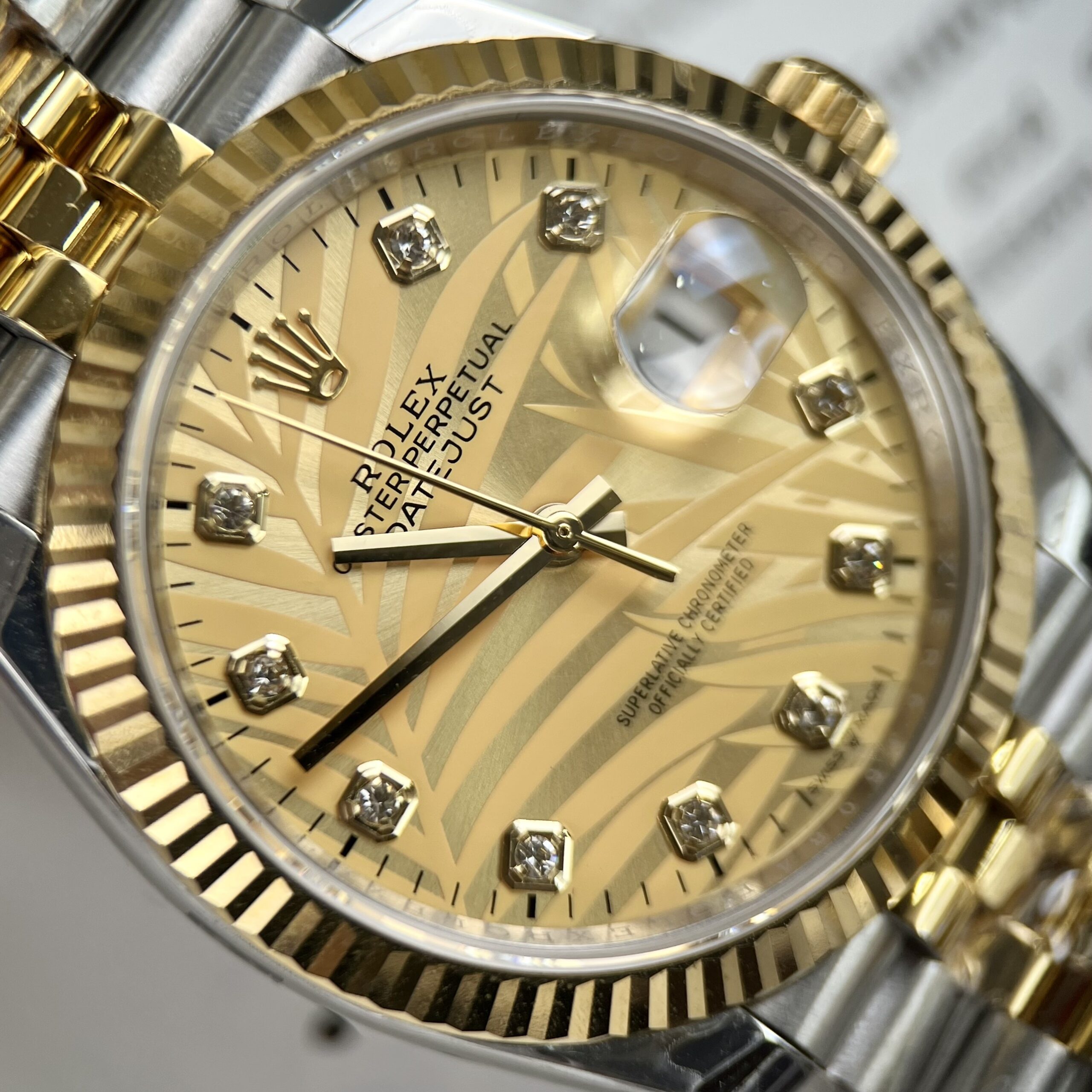 Rolex Datejust SS/YG Plated Champagne Dial CZ Diamonds 41mm Jub Replica