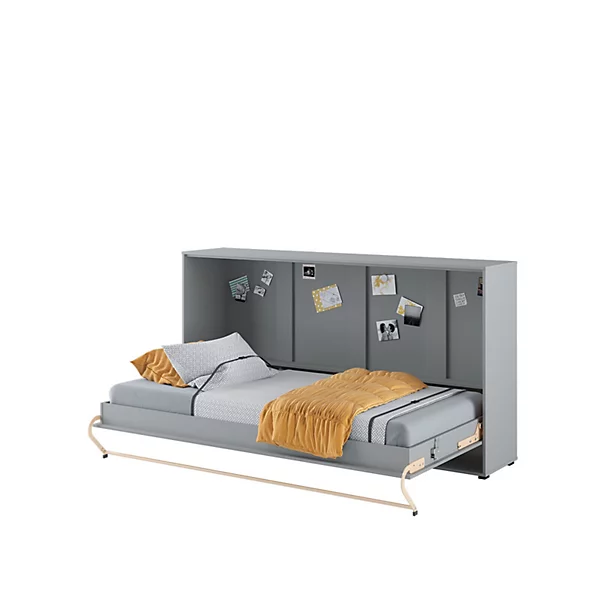 Lenart Armoire Lit escamotable Horizontal 90x200 cm Gris Lit Mural Consus pro