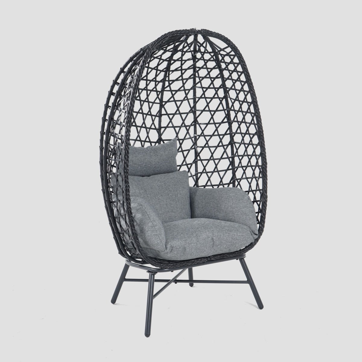Fotel PARAISO Czarny z szarą poduszką 85x67x144 cm