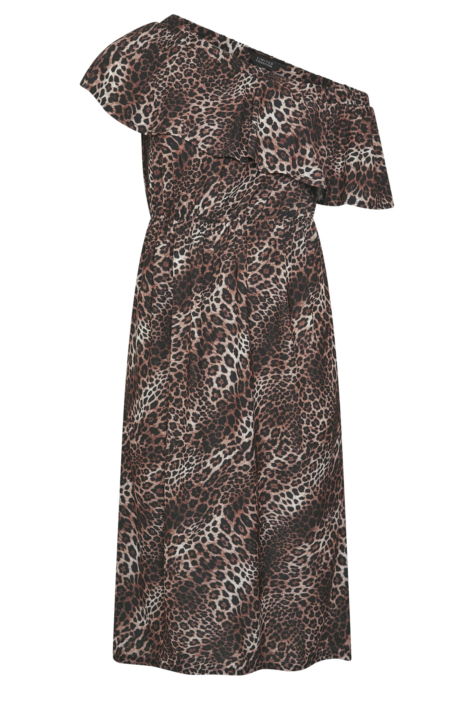 Yours Leopard Frill Off Shoulder Dress