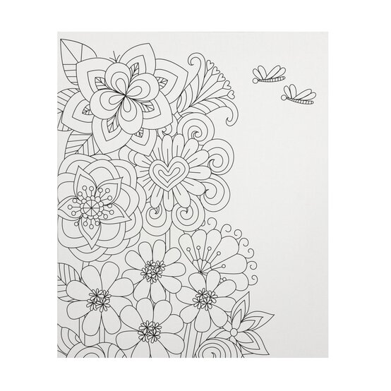 Flowers and Dragonflies Colour-in Canvas