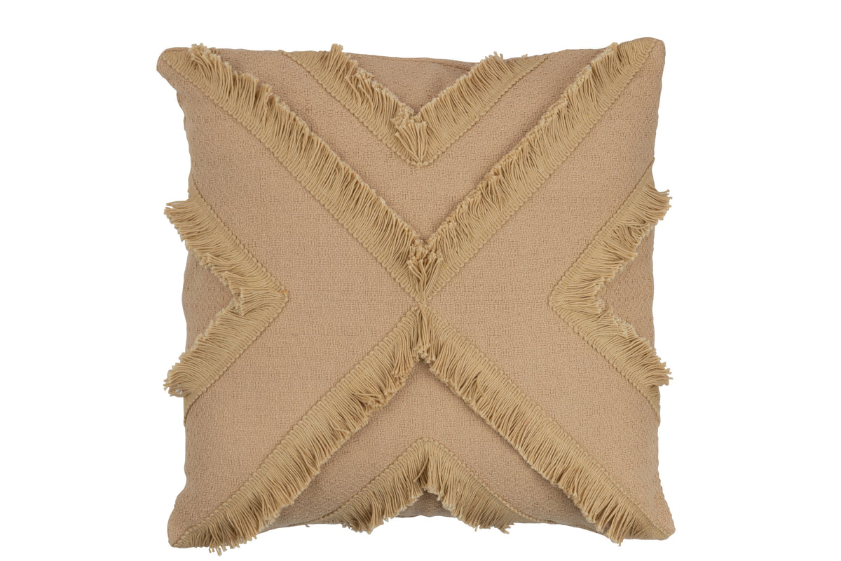 J-Line kussen Kruis Vierkant - polyester - beige