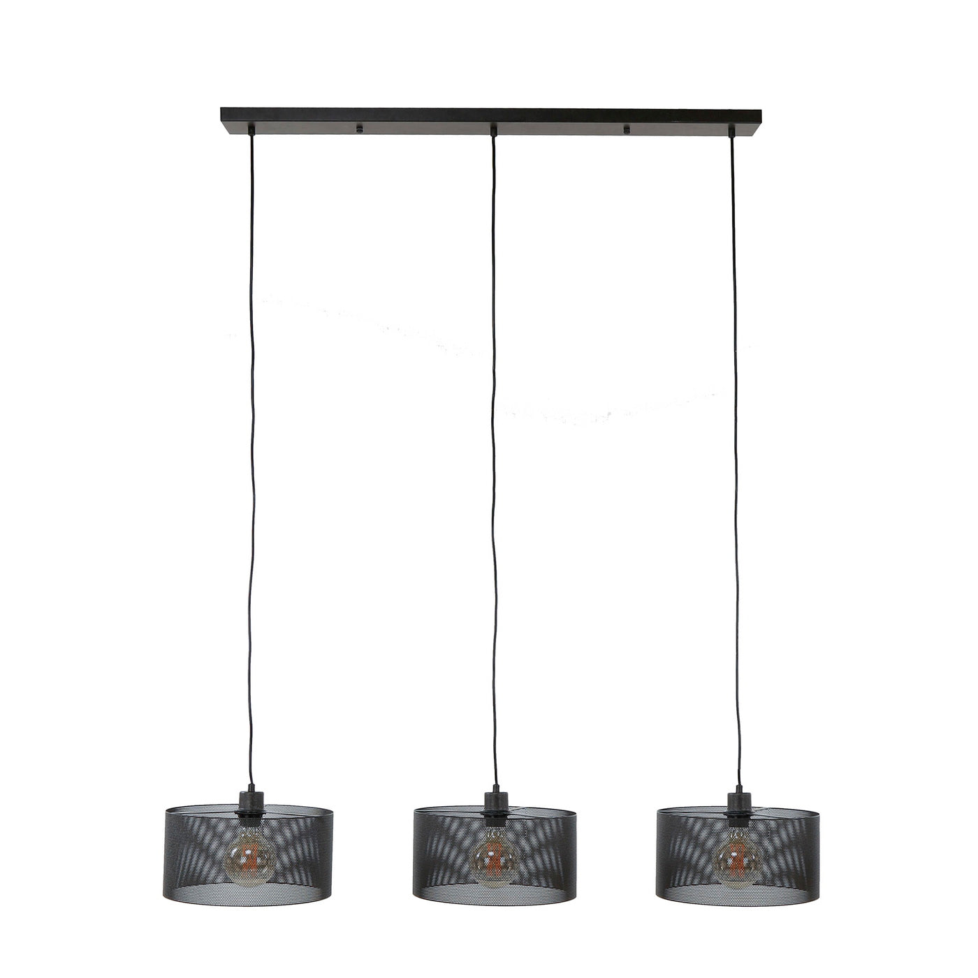 Giga Meubel Hanglamp Mesh Rond - Zwart Metaal - 3-Lichts - 120x30x150cm