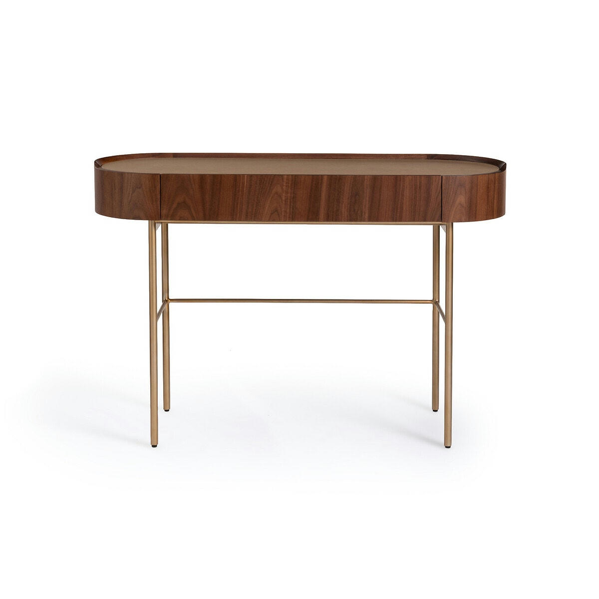 Bureau-console noyer/cuir, Aslen