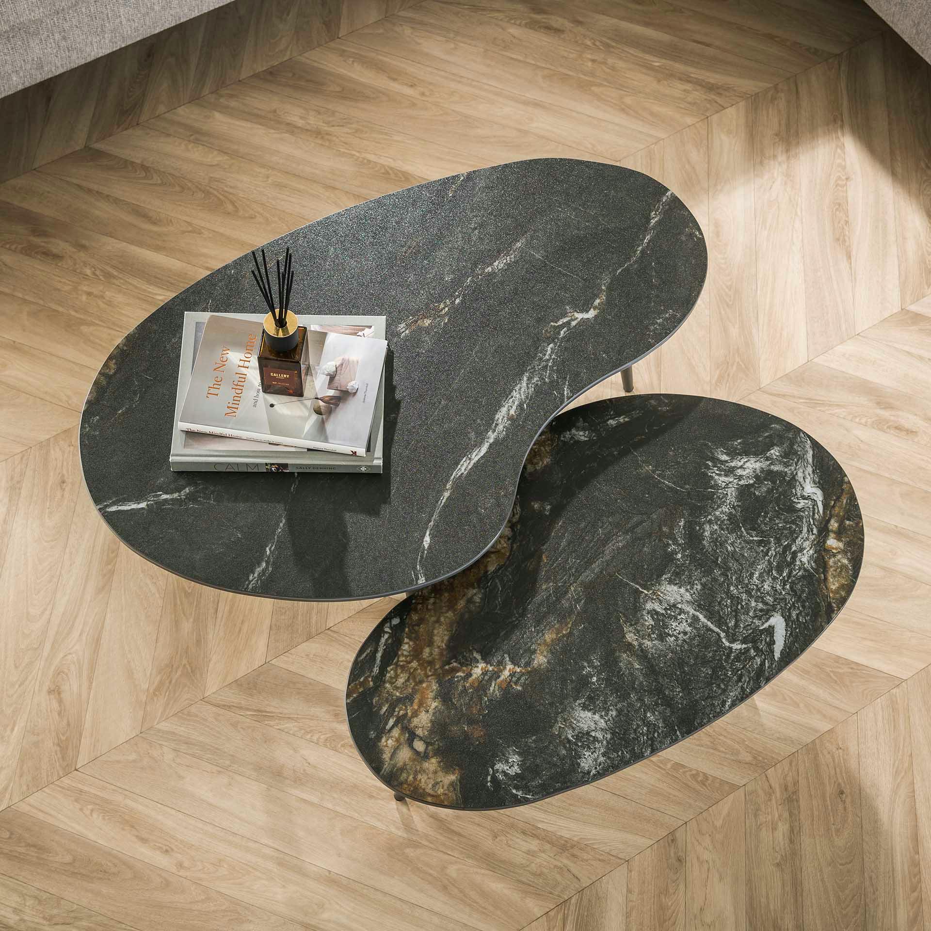 Table basse en céramique forme haricot (lot de 2) GALWAY