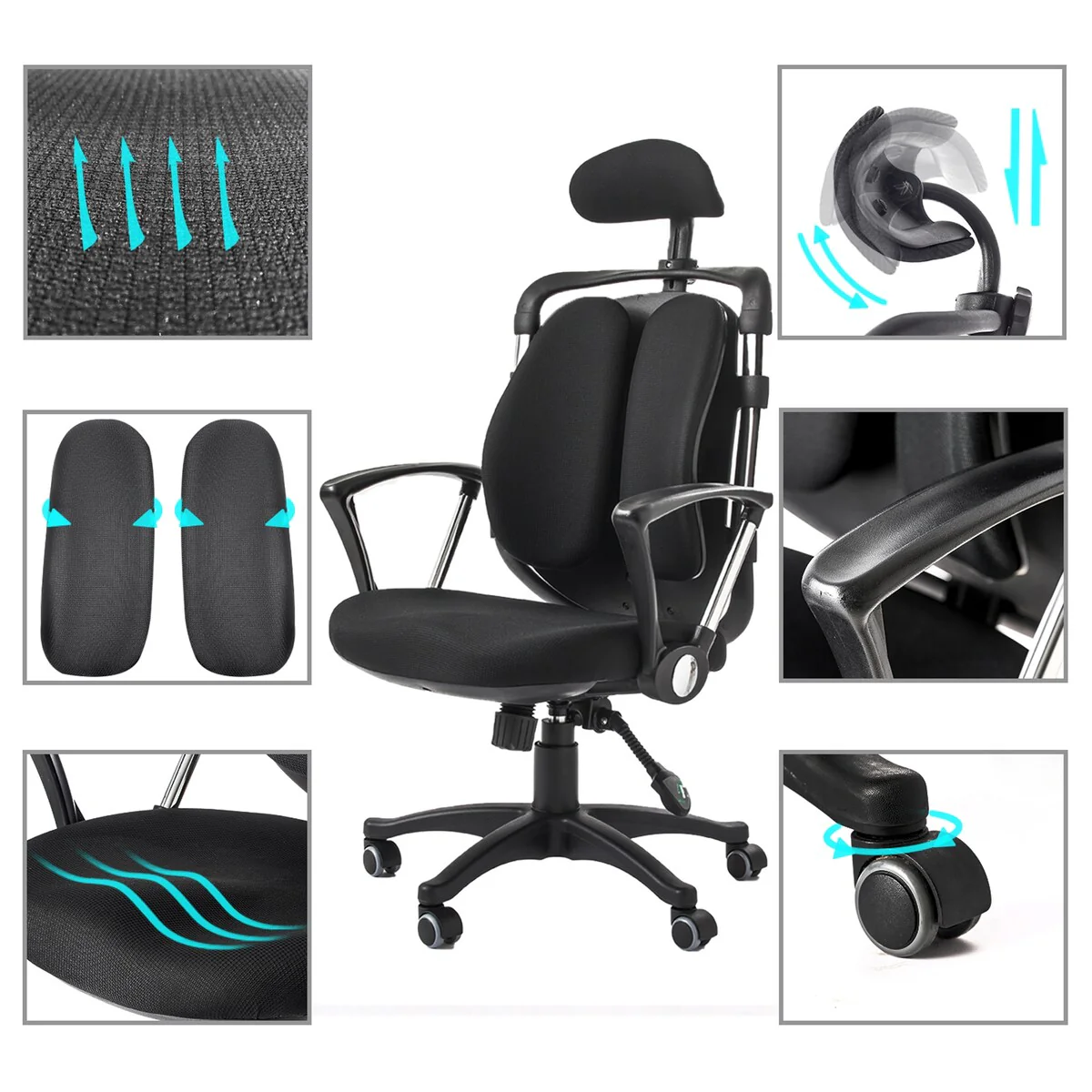 Ergonomic Office Chair High Back Swivel Chair Managerial Executive Chair with Adjustable Headrest & Back Support