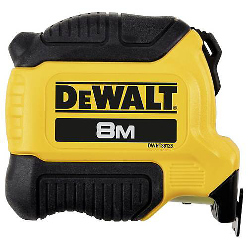 Mètre ruban DEWALT DWHT38128-0 8 m - boîtier compact, revêtement Tylon
