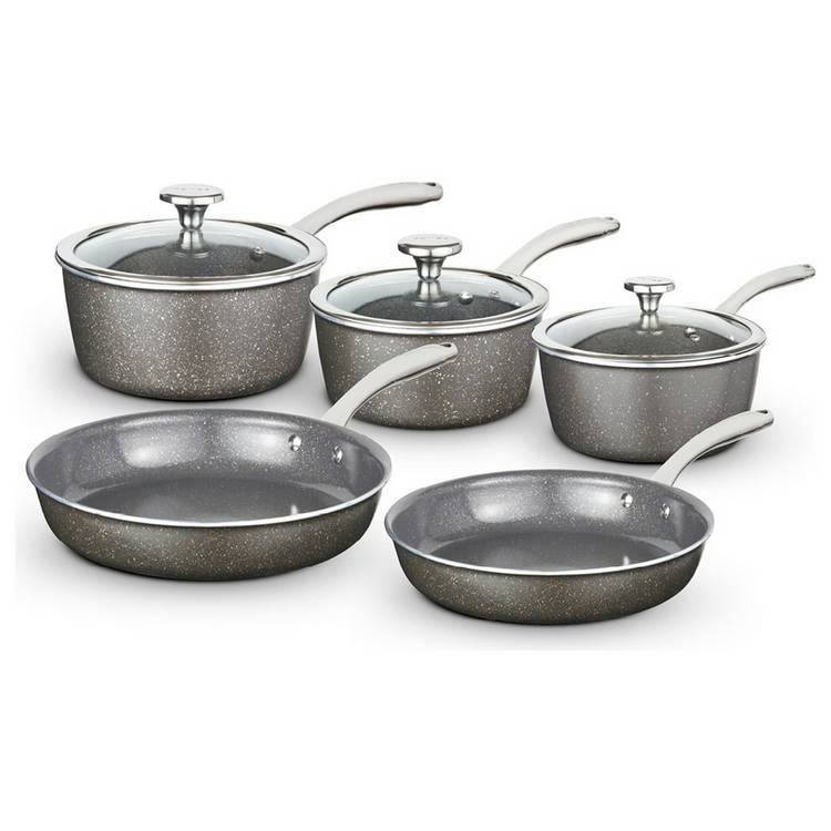 Tower Cerastone Pro 5 Piece Aluminium Pan Set - Grey