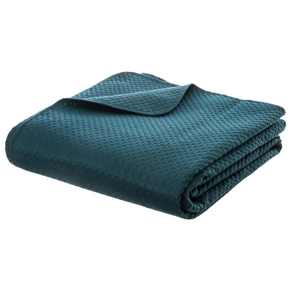 DOLCE - Dessus de lit 240x260 bleu canard + 2 taies