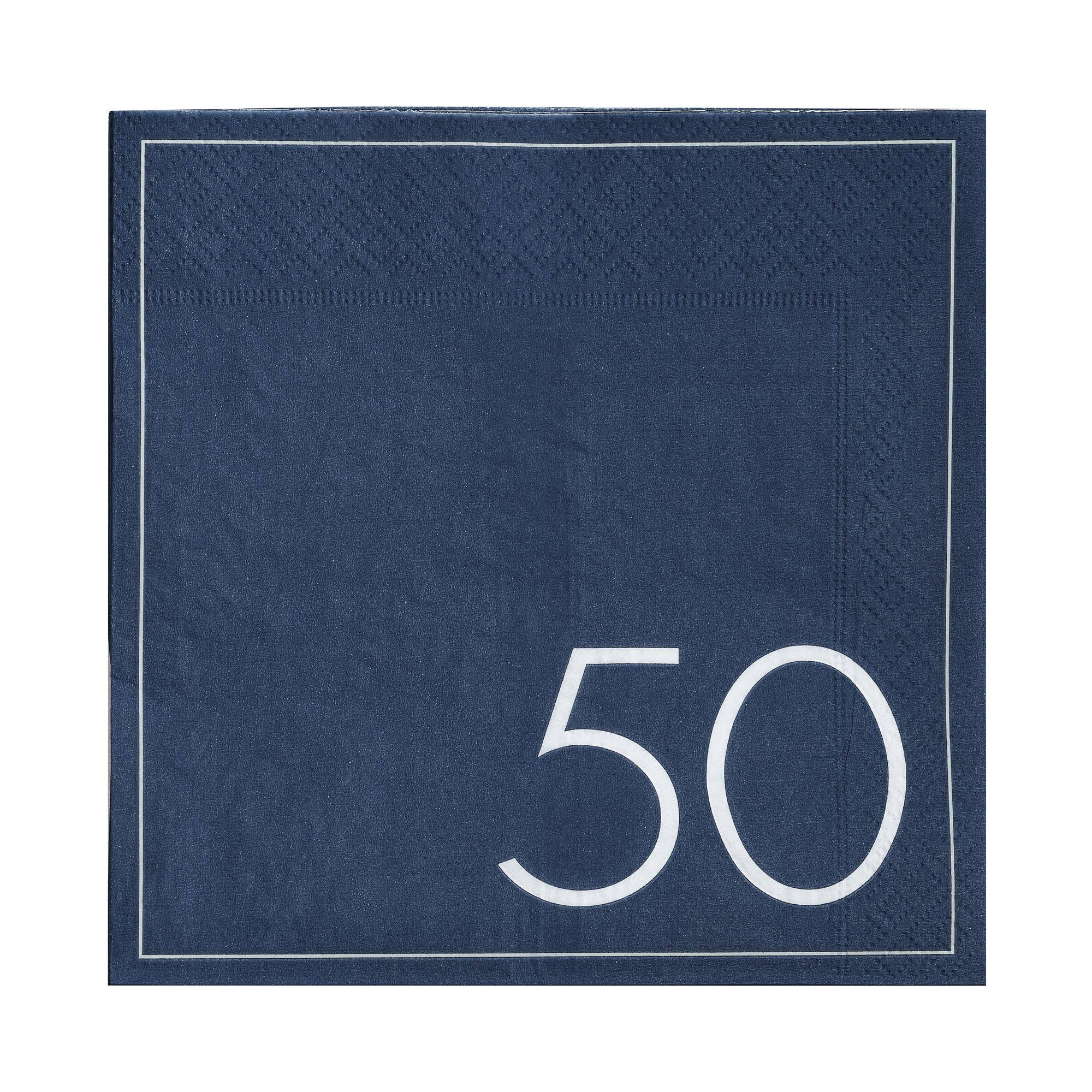 Ginger Ray Navy 50th Birthday Napkins 16 Pack