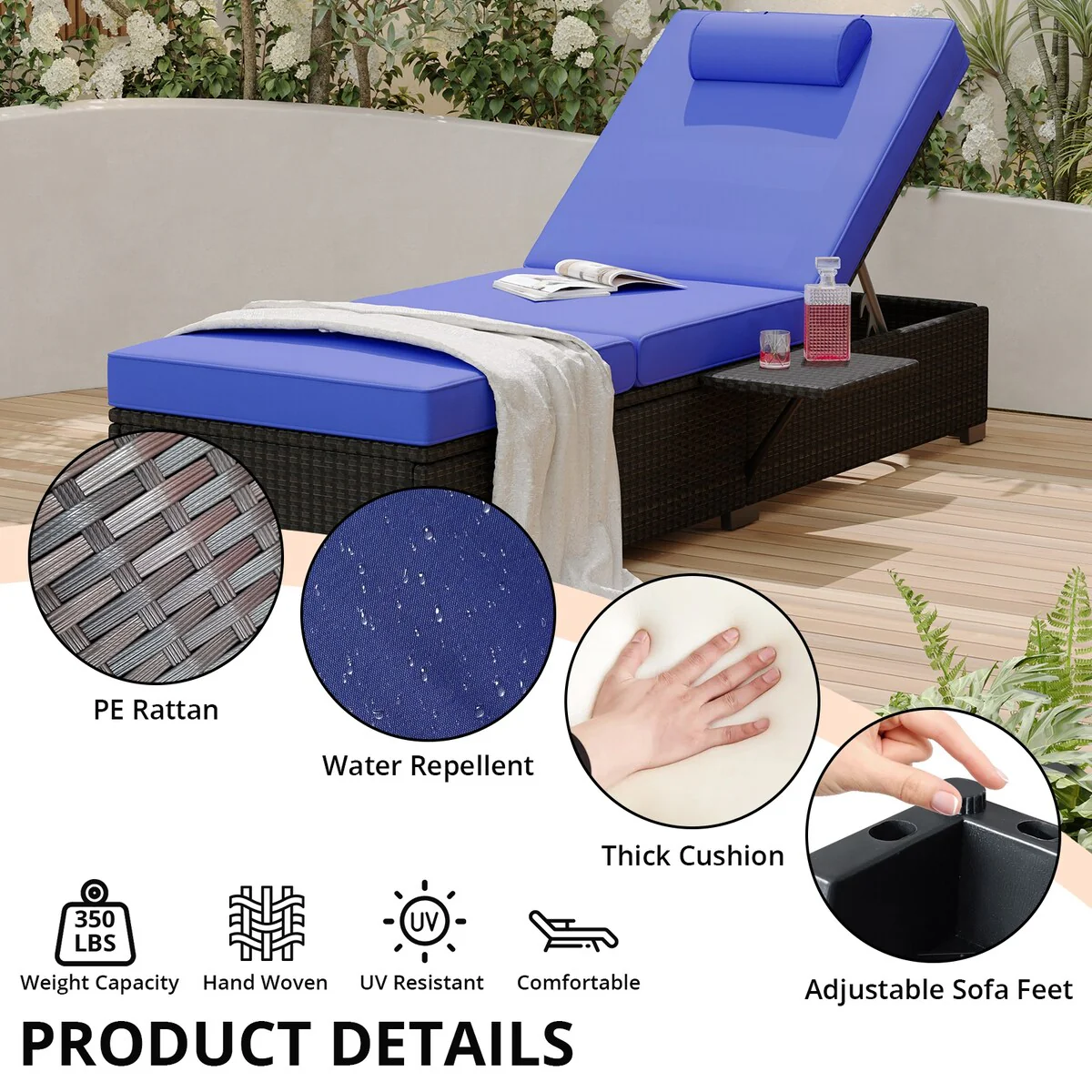 Patio Lounge Chairs By Outdoor PE Wicker Chaise Lounge Set of 2