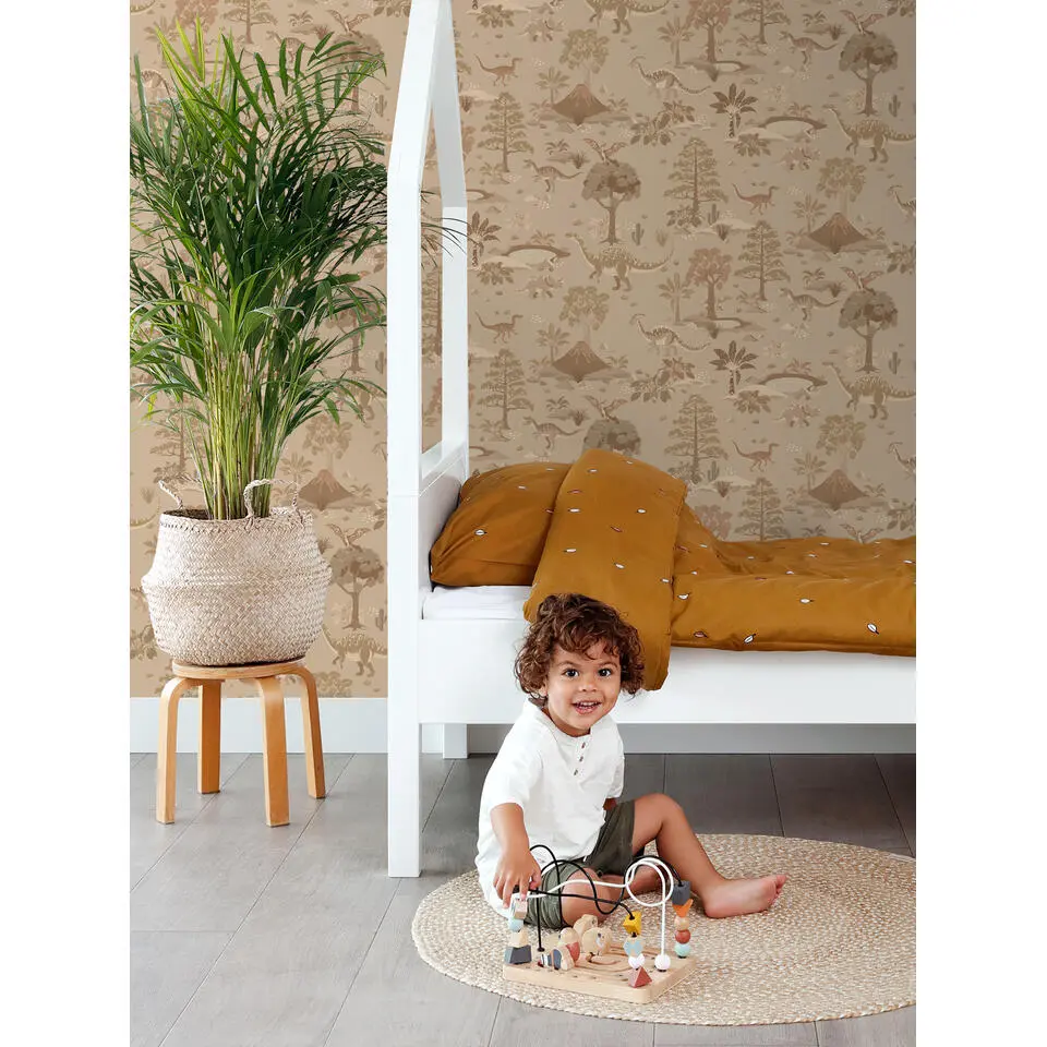 ESTAhome behang dinosaurussen bruin - 50 x 900 cm