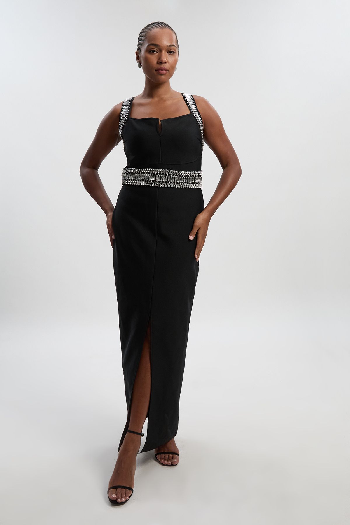 KarenMillen Plus Size Bandage Figure Form Knit Embellished Maxi Dress