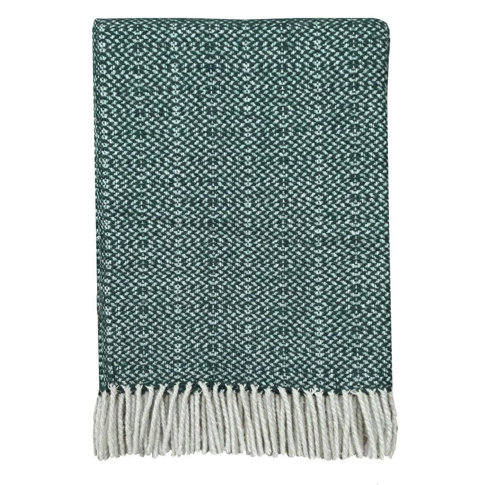 RECYCLÉE - Plaid laine recyclée structure vert sapin 131x170