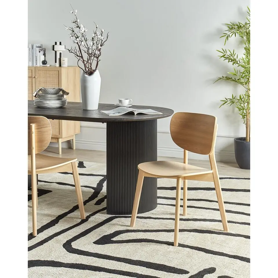 OVERLY - Eetkamerstoel set van 2 - Lichtbruin - Rubberhout