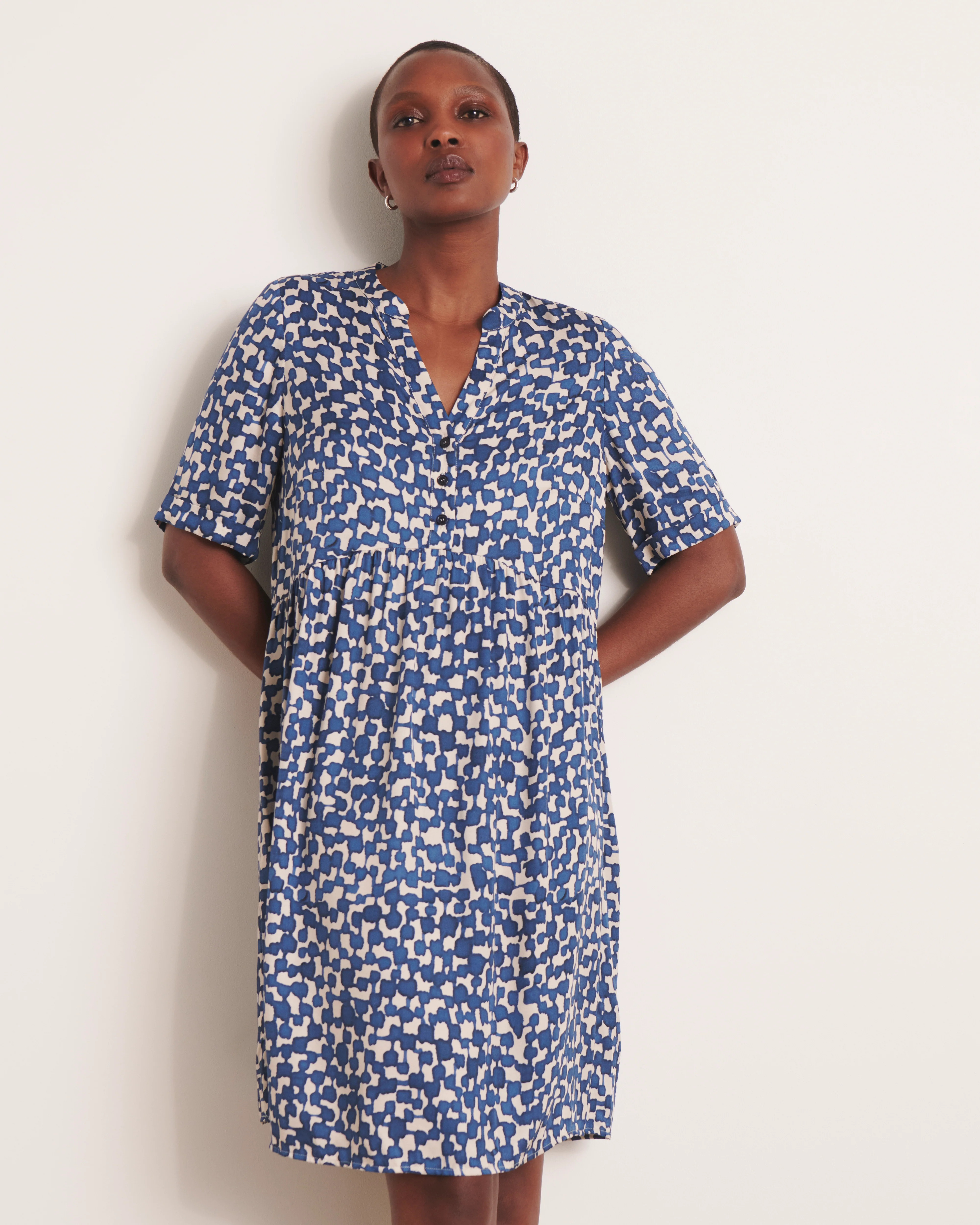 Robe courte bleue imprimée RECIF/13224/630