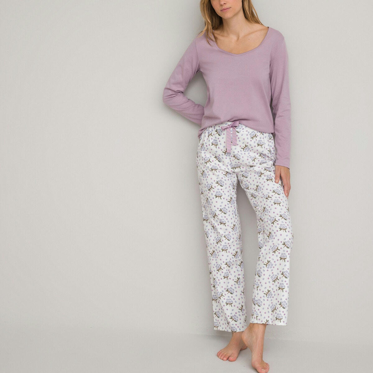 Pyjama, avec pantalon en flanelle imprimé fleurs