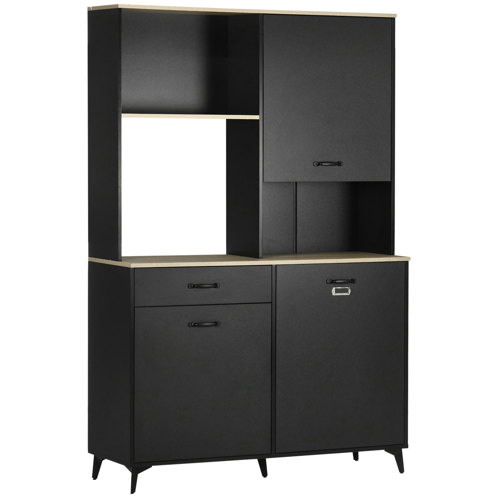 - Buffet haut design industriel piètement métal noir aspect chêne clair