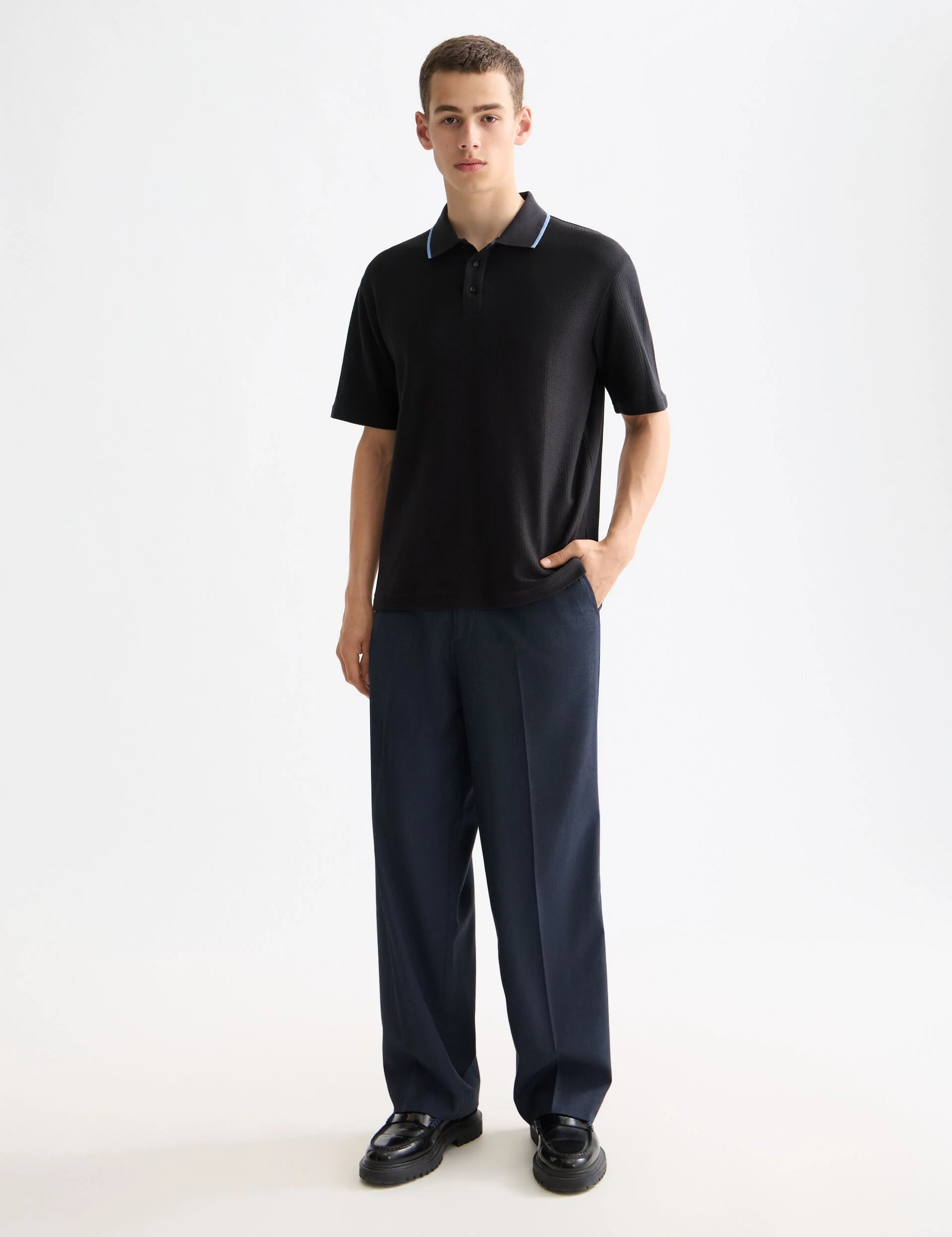 Structured relaxed fit polo