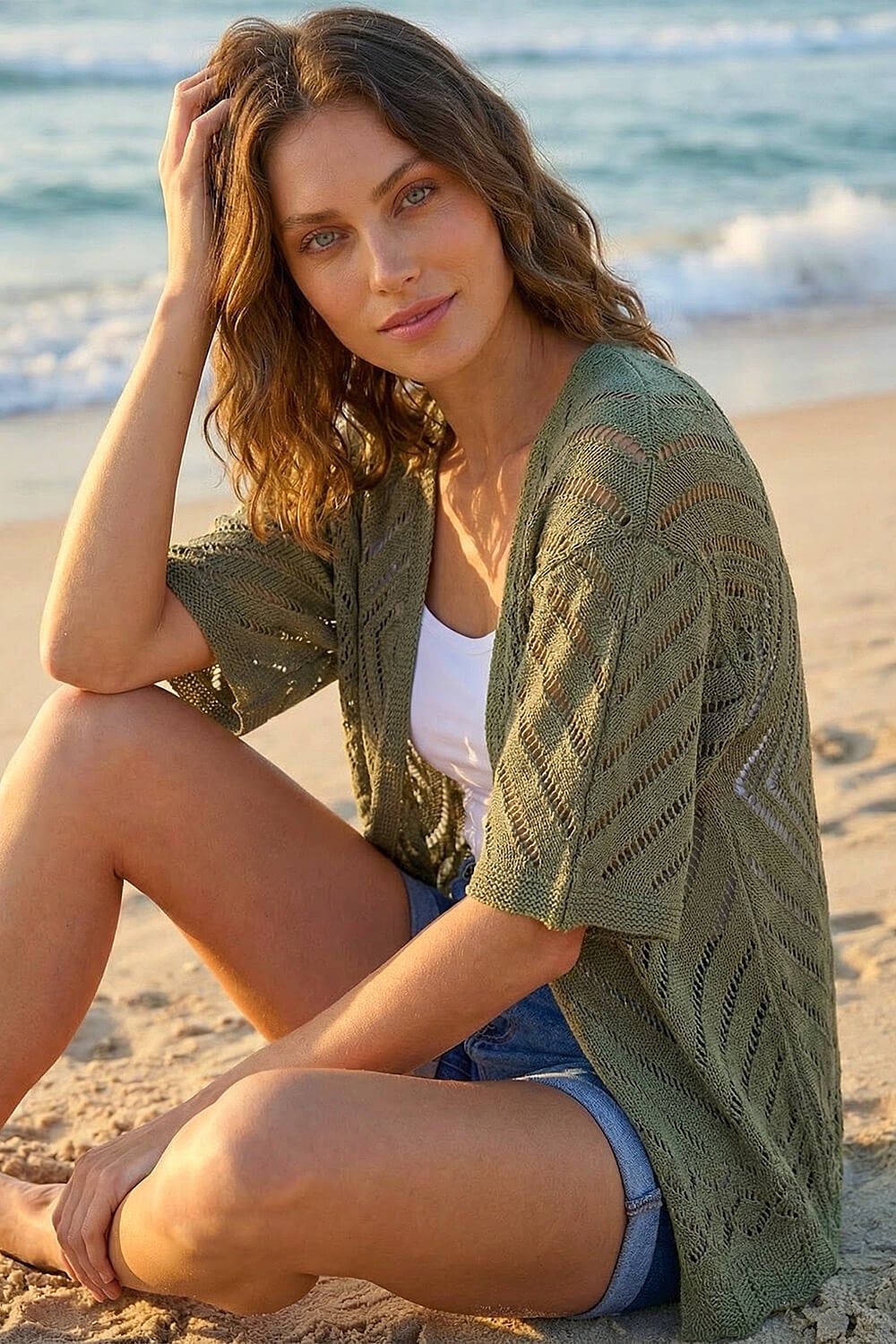 Roman Petite Pointelle Knit Cardigan