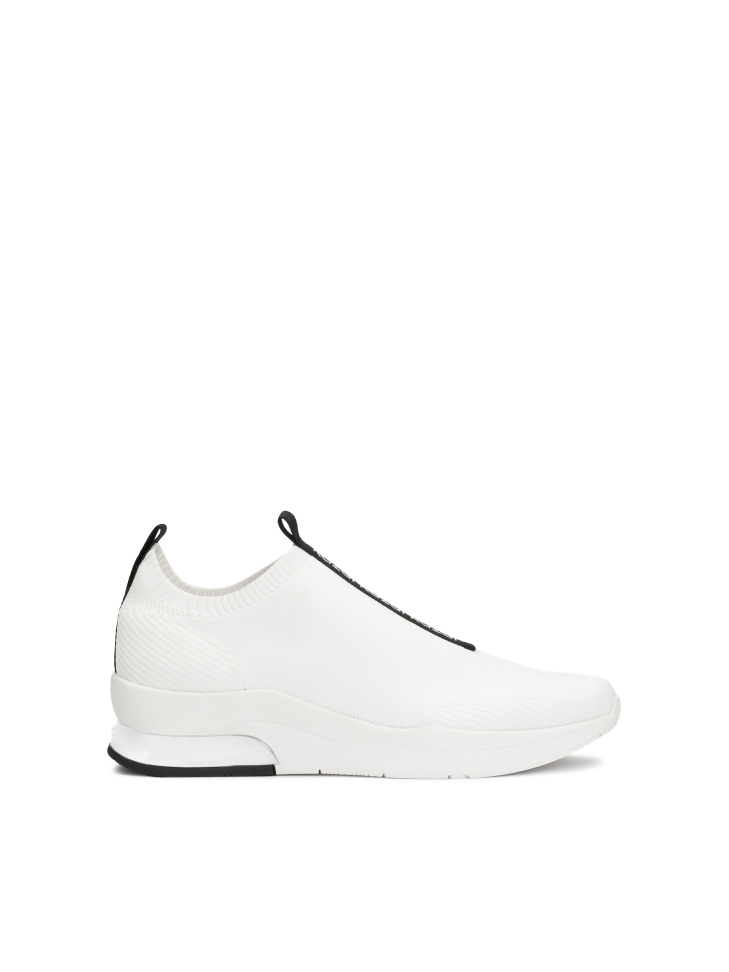 White slip-on sneakers in fabric