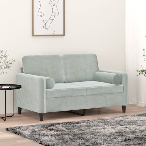 NNEVL Throw Pillows 2 pcs Light Grey Diameter 15x50 cm Velvet