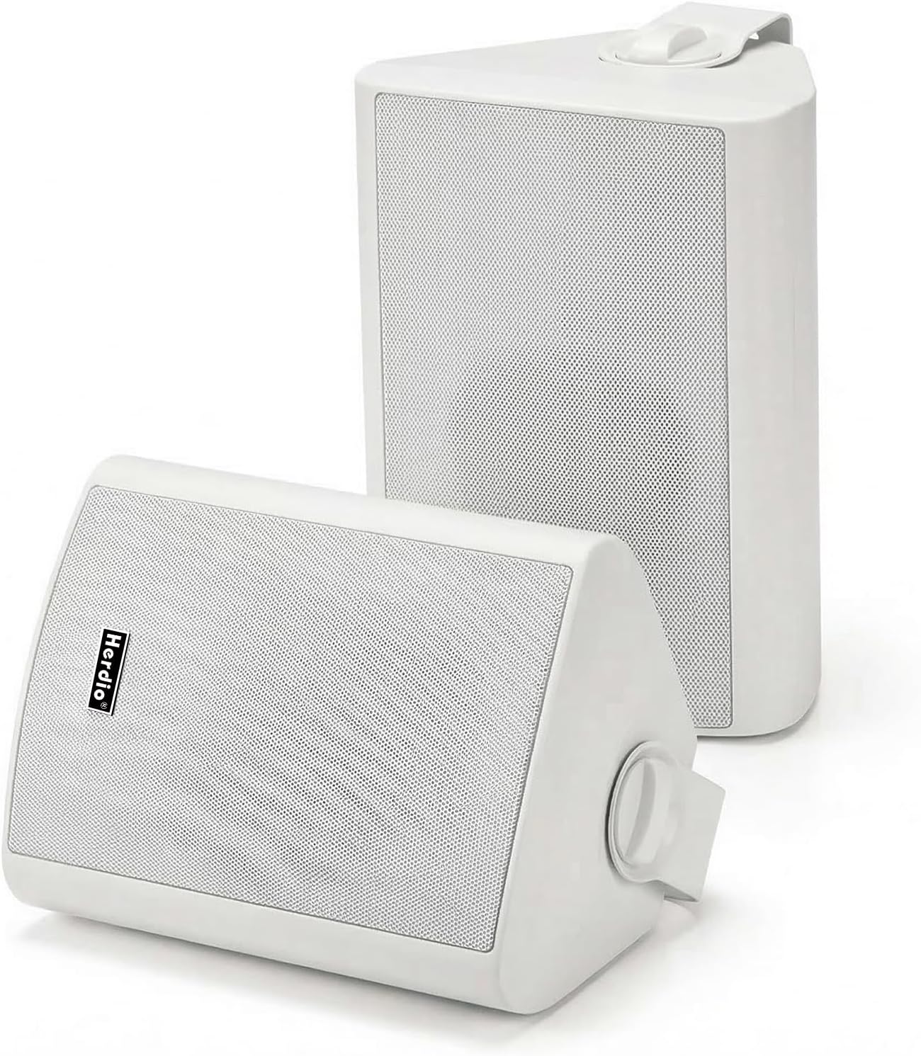 Herdio 6.5 400W Outdoor Bluetooth Speakers, IPX5 Waterproof Rating and Be Able to Wireless Multi-Connection Up to 20 Units for Patio/Porch/Balcony (White, 2-Pack)