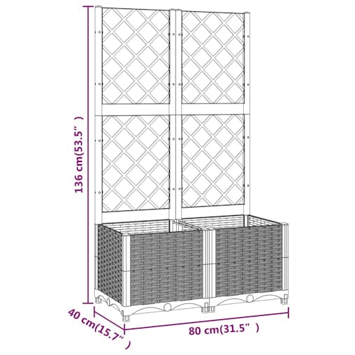 NNEVL Garden Planter with Trellis Black 80x40x136 cm PP