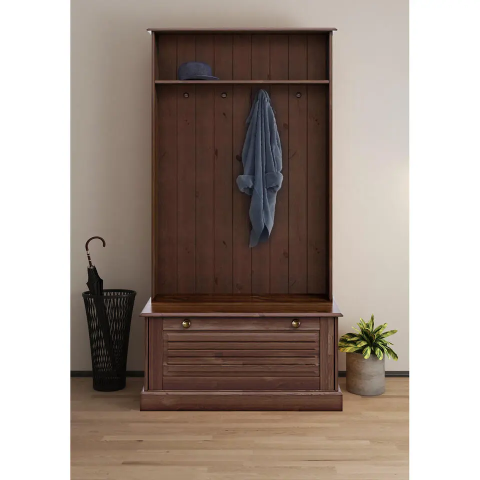 Mille - Garderobe met 1 klepdeur in bruin grenen