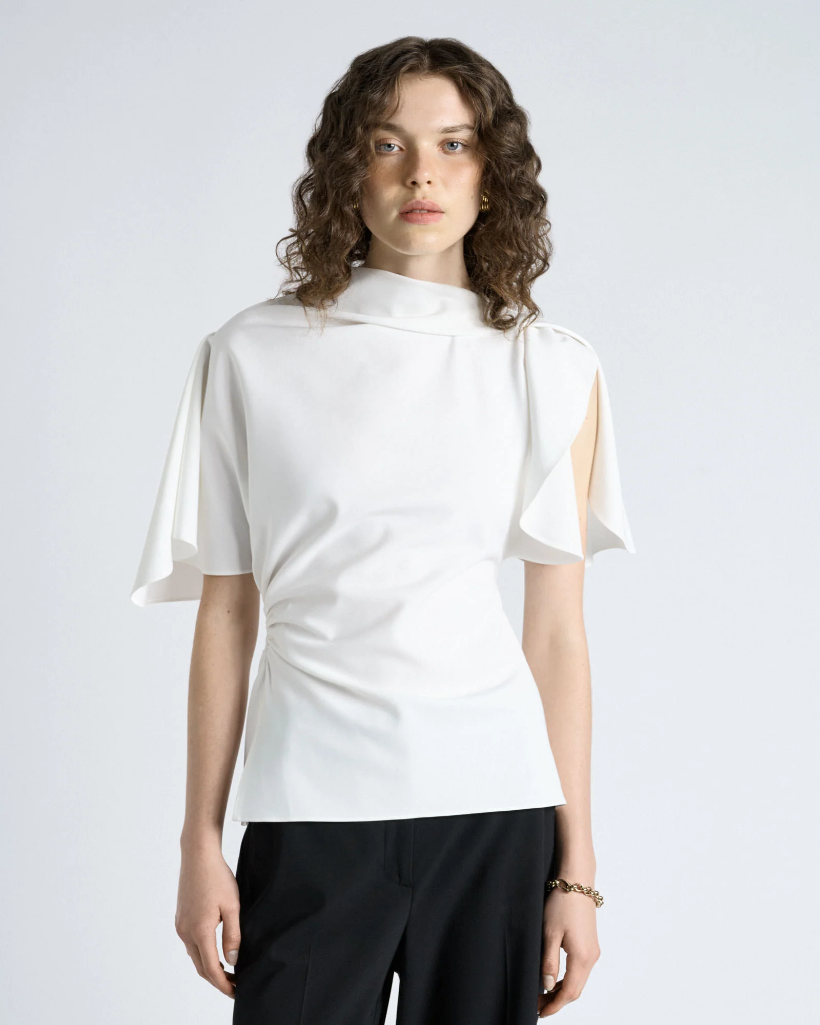 Crepe Draped Neck Top