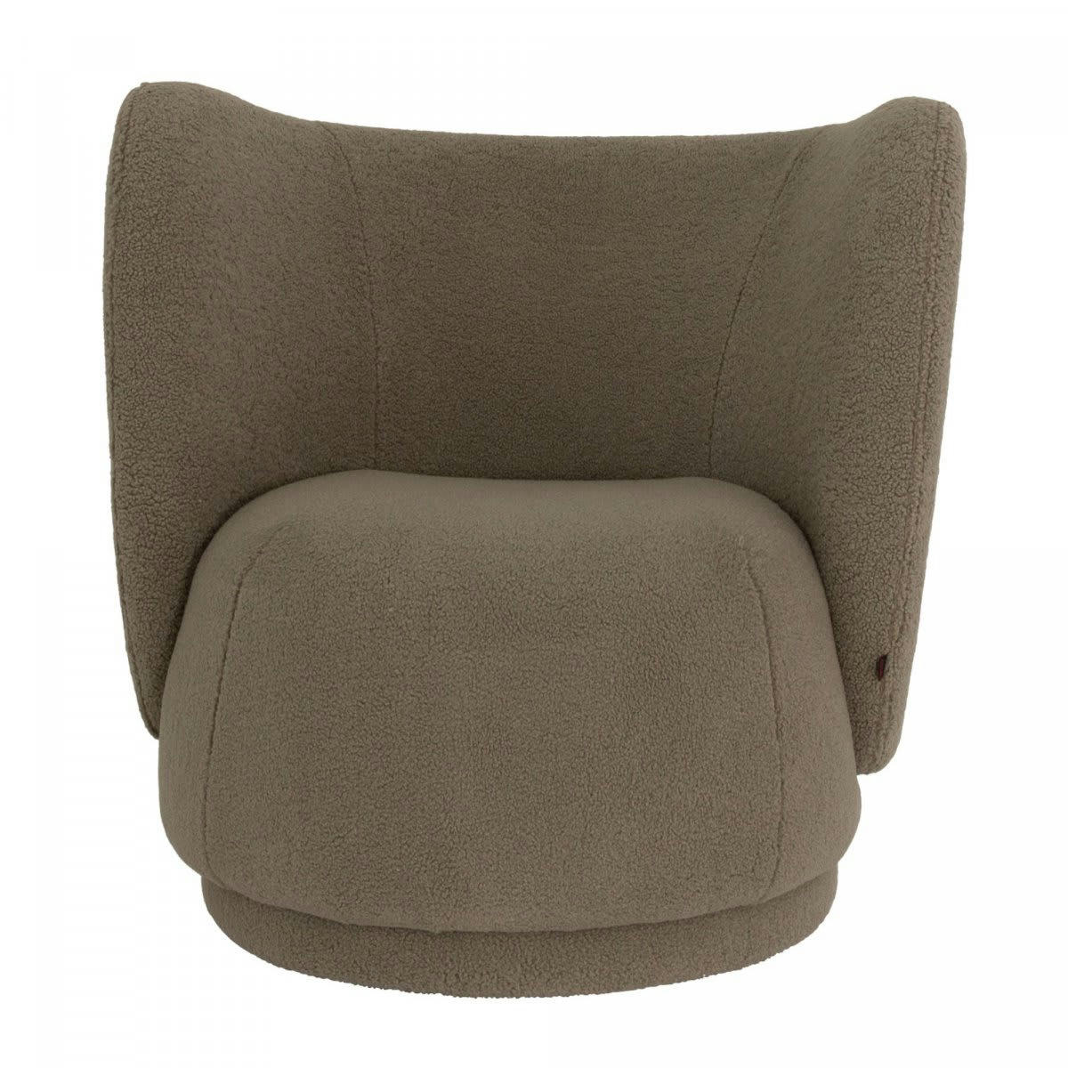 BELIG - Fauteuil rond en tissu bouclé marron