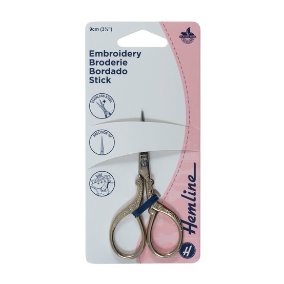 Hemline Gold Deluxe Embroidery Scissors 9cm