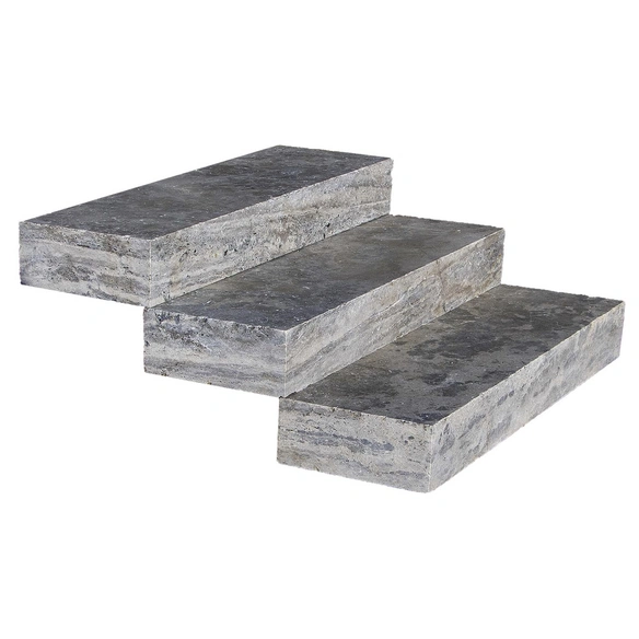 Blockstufe »Mudra Grey«, LxBxH: 100 x 35 x 15 cm, Travertin, grau/beige