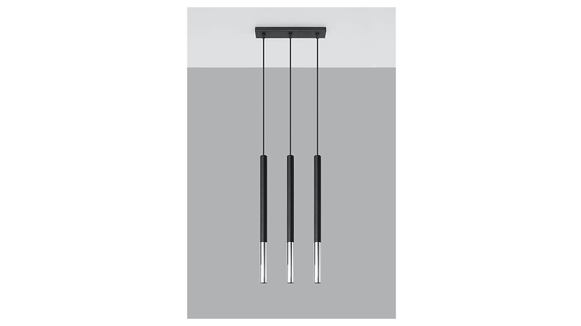 Lampa wisząca Mozaica 3-punktowa stalowa czarna