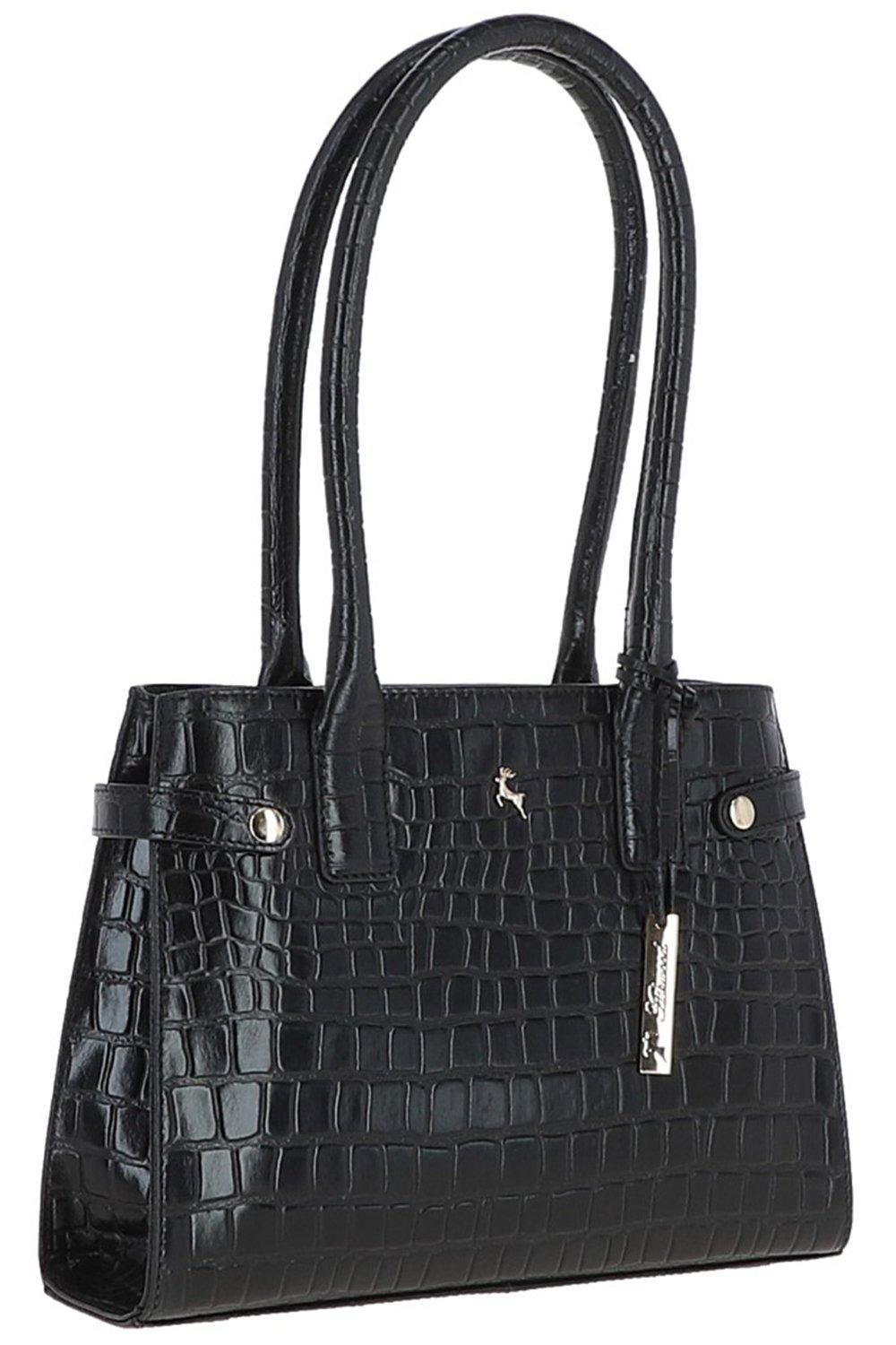 Ashwood Leather Two Section Croc Print Real Leather Tote Bag