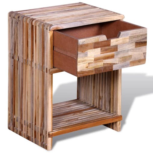 NNEVL Nightstand with Drawer Reclaimed Teak Wood