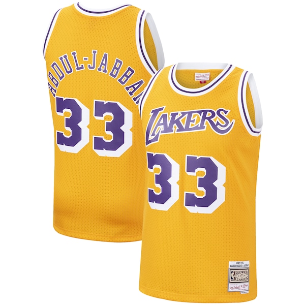 Kareem Abdul-Jabbar Los Angeles Lakers  Hardwood Classics Swingman Jersey - Gold/Purple