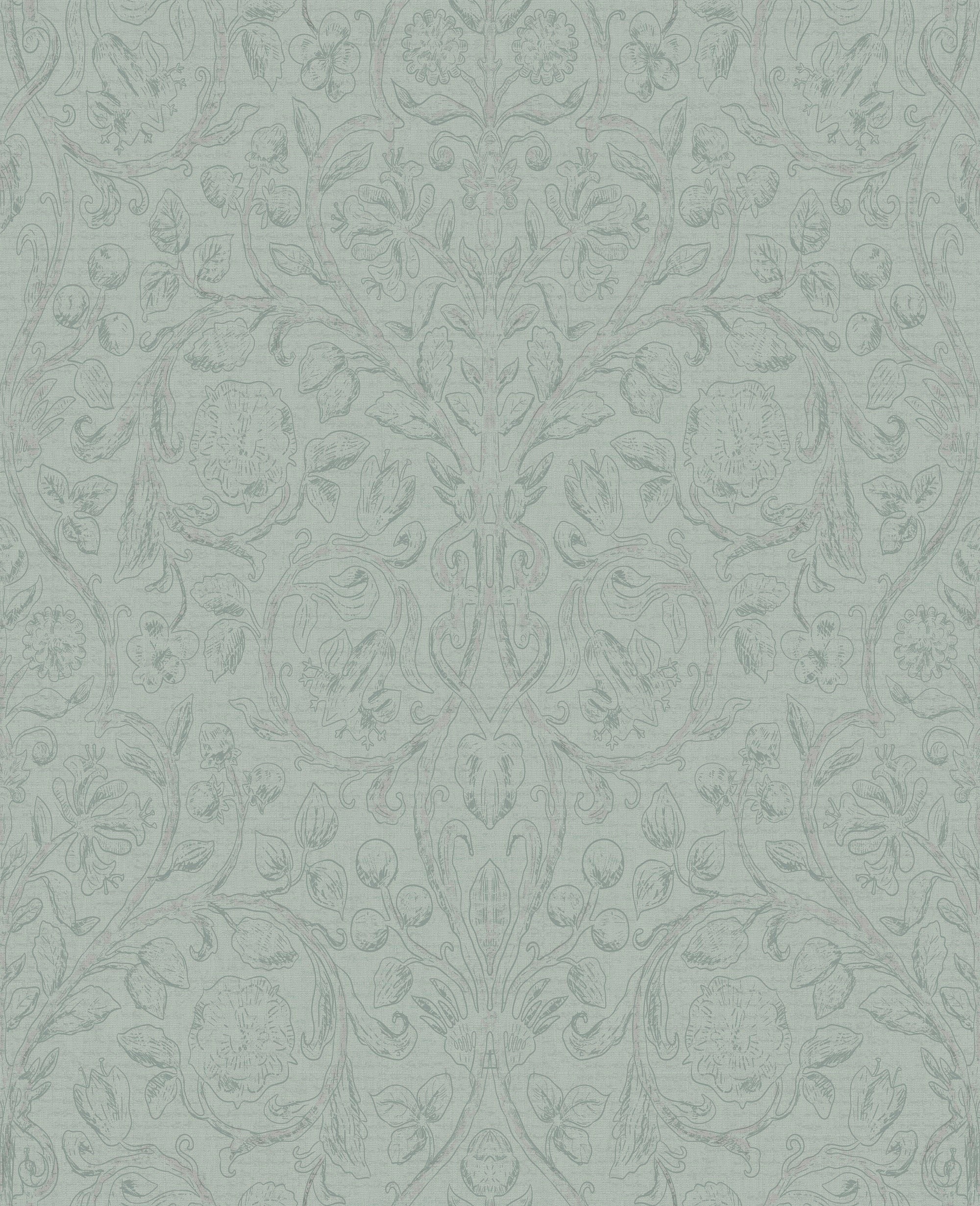 vtwonen Vliesbehang - Classic curl sea green - 10mx53cm