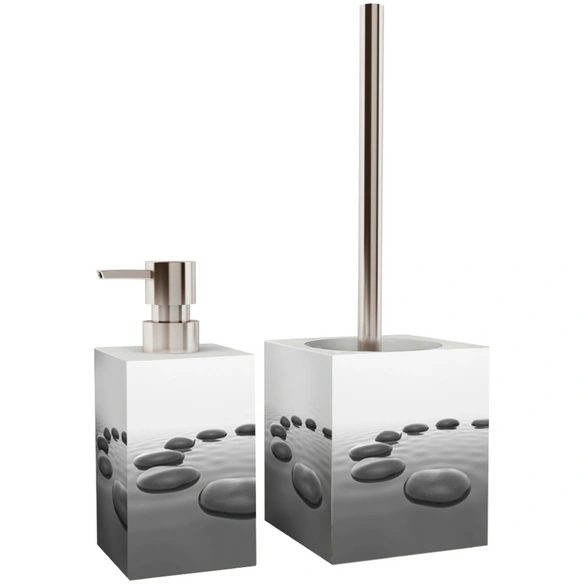 Bad-Accessoire-Set »Black Stones«, Grau, Rechteckig