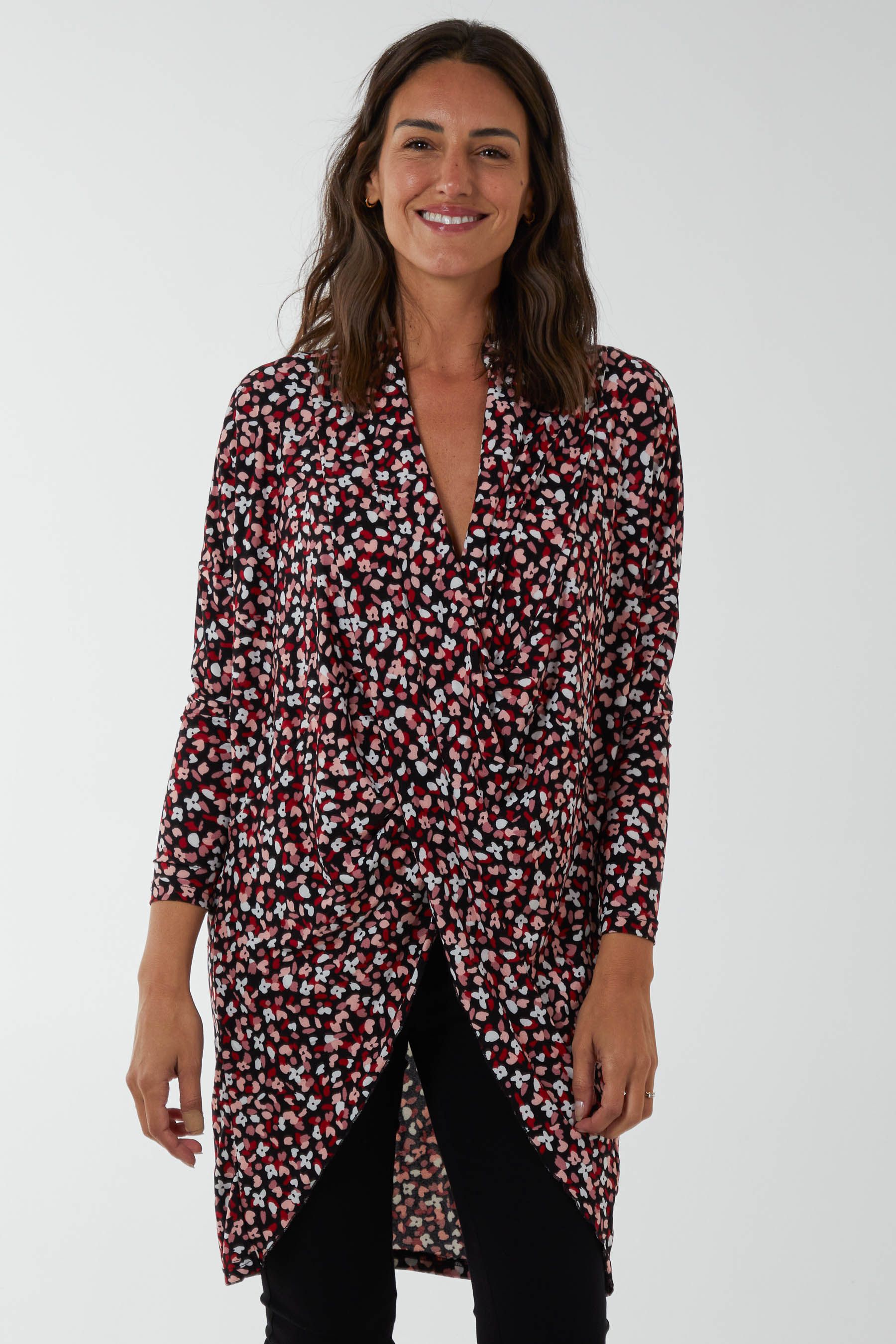 Blue Vanilla Draped Dip Hem Top